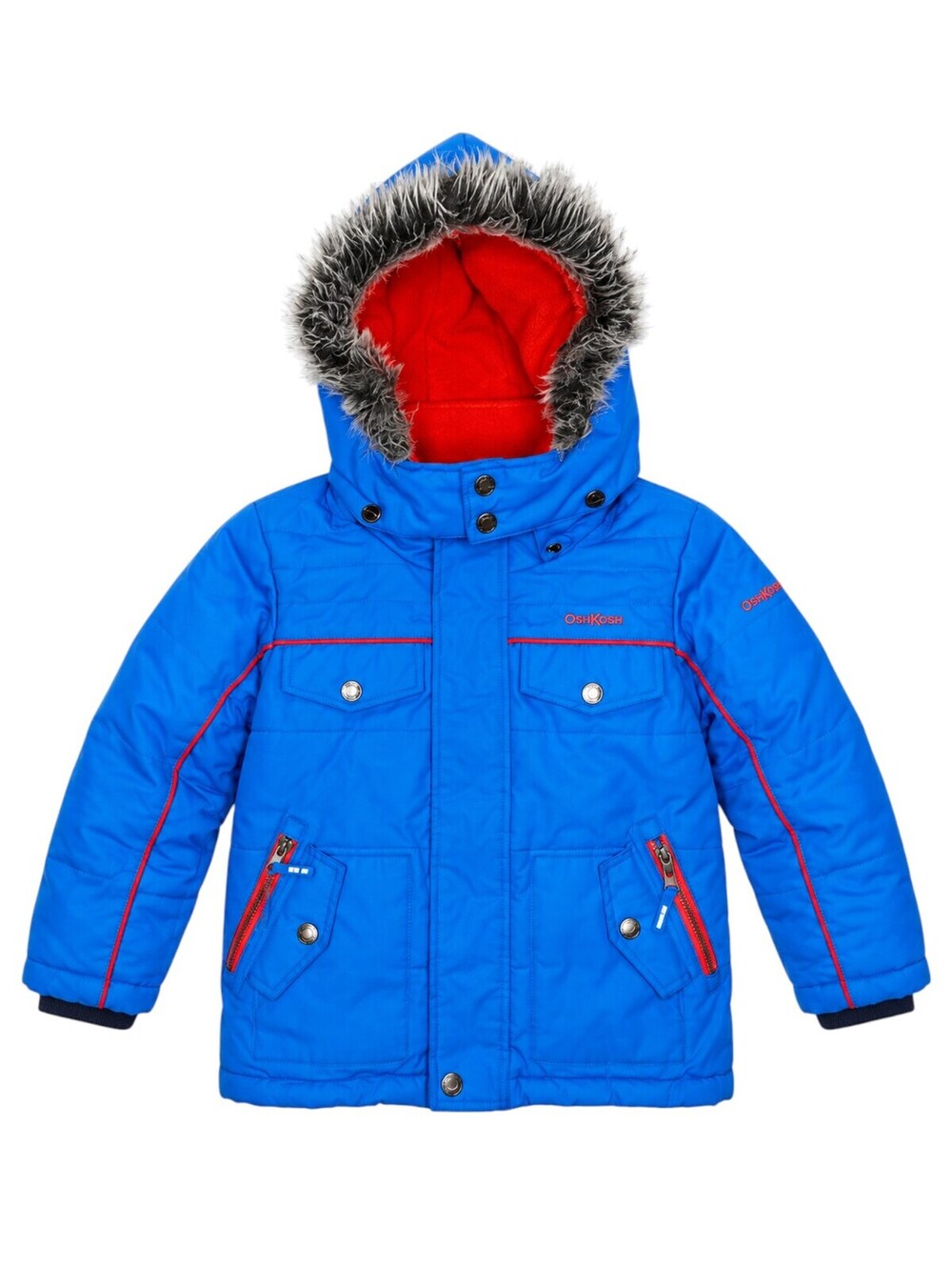 OshKosh B'gosh Unisex Kids' Blue and Orange Hooded Winter Jacket Size 4T